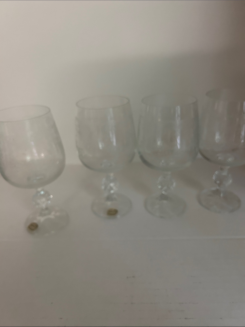 Crystal Stemmed Wine Glasses - Clear (Set of 4)Bohemian Etchec